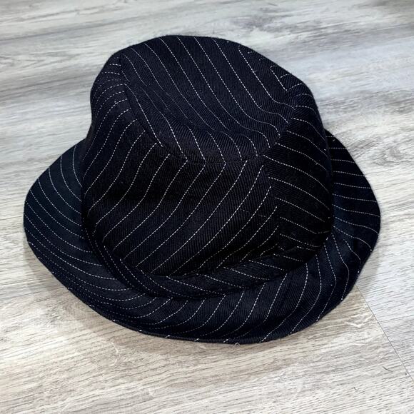 Black Pinstripe Fedora Hat for Kids Classic Gangster Style - Picture 3 of 5